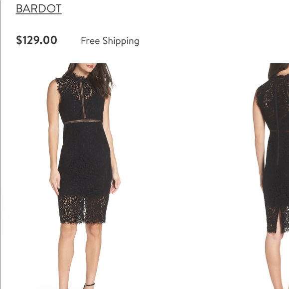 bardot lace sheath dress black
